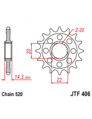 Pignon JT SPROCKETS acier anti-bruit 406 - 520