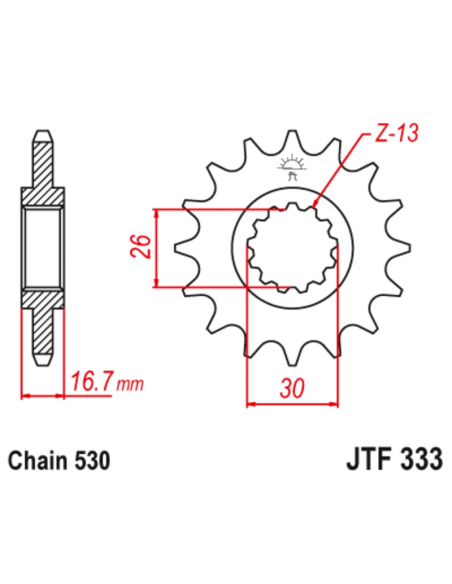 Pignon JT SPROCKETS acier anti-bruit 333 - 530