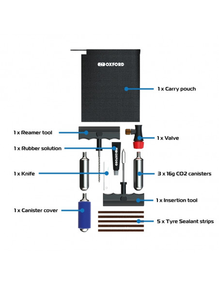 Kit de réparation de pneu OXFORD CO2 n°1