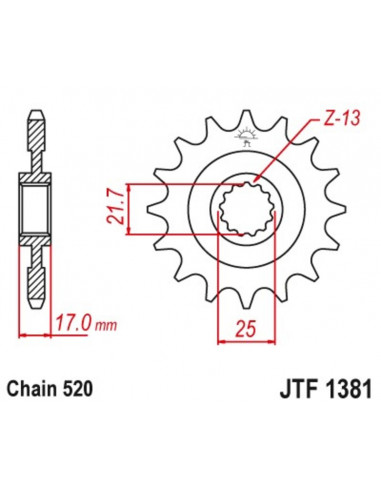 Pignon JT SPROCKETS acier anti-bruit 1381- 520
