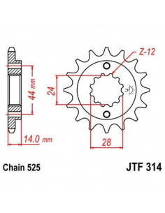 Pignon JT SPROCKETS acier anti-bruit 314 - 525 2