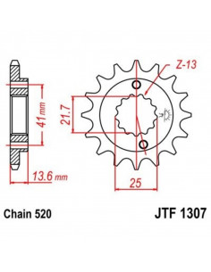 Pignon JT SPROCKETS acier anti-bruit 1307 - 520 2