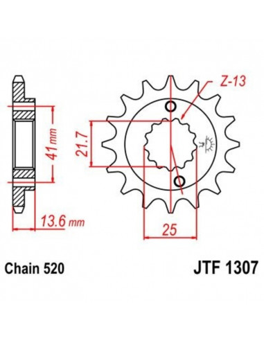Pignon JT SPROCKETS acier anti-bruit 1307 - 520