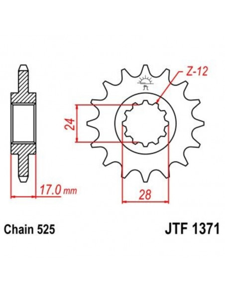 Pignon JT SPROCKETS acier anti-bruit 1371 - 525
