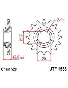 Pignon JT SPROCKETS acier anti-bruit 1538 - 520 2