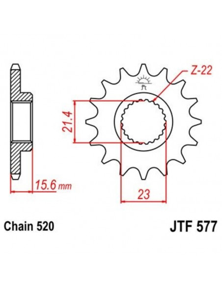 Pignon JT SPROCKETS acier anti-bruit 577 - 520