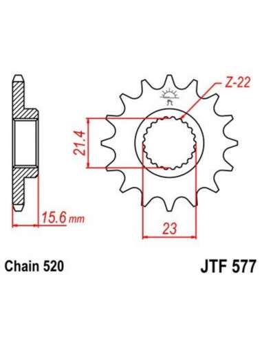 Pignon JT SPROCKETS acier anti-bruit 577 - 520