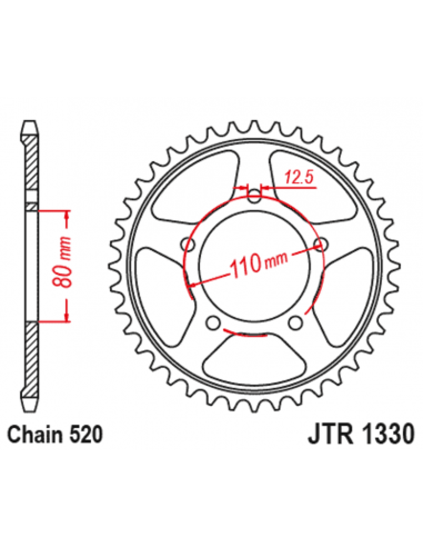 Couronne JT SPROCKETS acier standard 1330 - 520