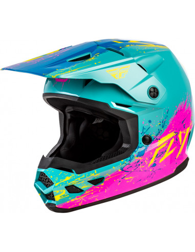 Casque enfant FLY RACING Kinetic Drip - turquoise/rose/jaune