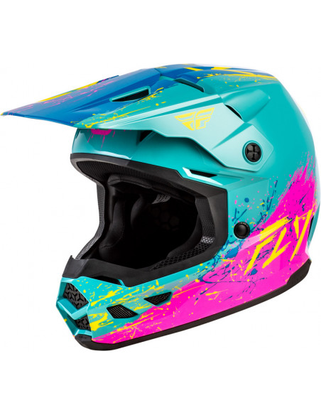 Casque enfant FLY RACING Kinetic Drip - turquoise/rose/jaune