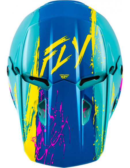 Casque enfant FLY RACING Kinetic Drip - turquoise/rose/jaune