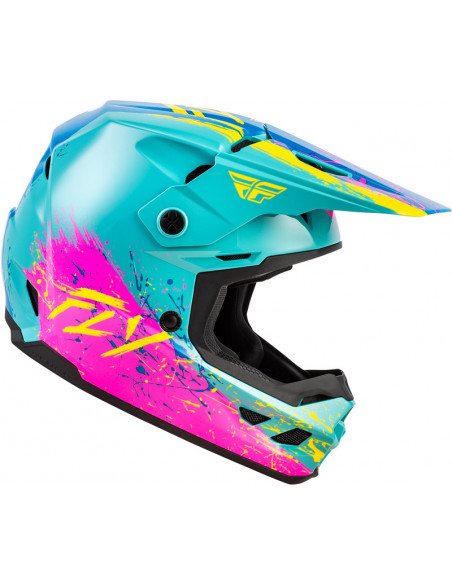 Casque enfant FLY RACING Kinetic Drip - turquoise/rose/jaune