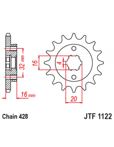 Pignon JT SPROCKETS acier standard  1122 - 428