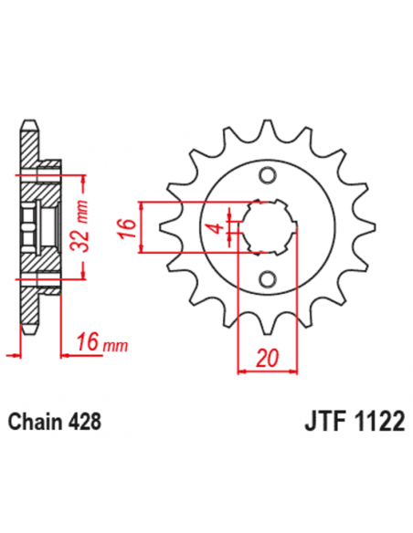 Pignon JT SPROCKETS acier standard  1122 - 428