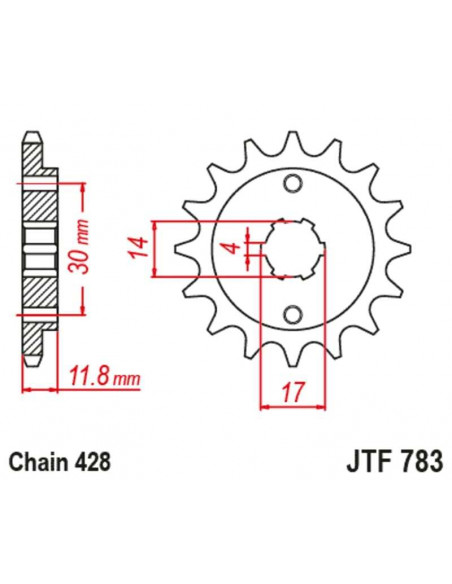 Kit chaîne JT/JT 428HDR 14/37 standard - couronne standard