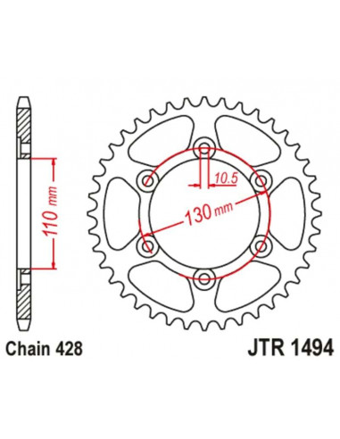Kit chaîne JT/JT 428HDR 16/56 standard - couronne standard