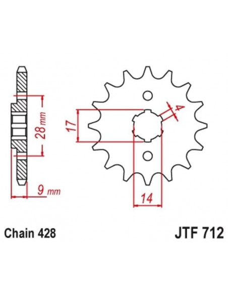 Kit chaîne JT/JT 420HDS 13/62 standard - couronne standard