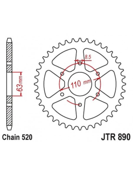 Kit chaîne JT/JT 520HDS 15/45 standard - couronne standard