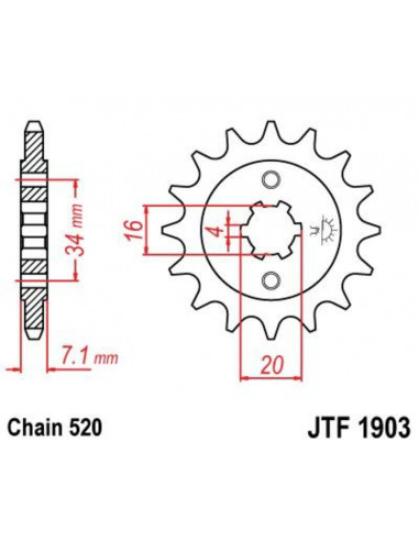 Kit chaîne JT/JT 520HDS 15/45 standard - couronne standard