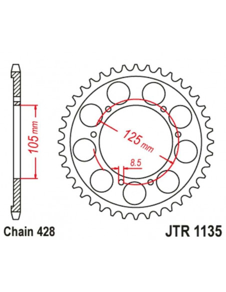 Kit chaîne JT/JT 428HDR 13/69 standard - couronne standard