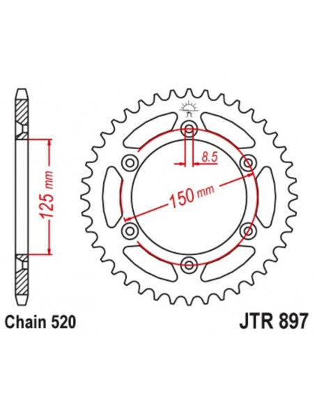 JT SPROCKETS Steel Standard Rear Sprocket 897 - 521