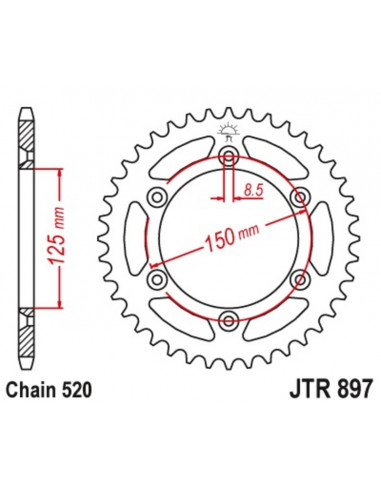 JT SPROCKETS Steel Standard Rear Sprocket 897 - 519