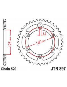 JT SPROCKETS Steel Standard Rear Sprocket 897 - 519 2