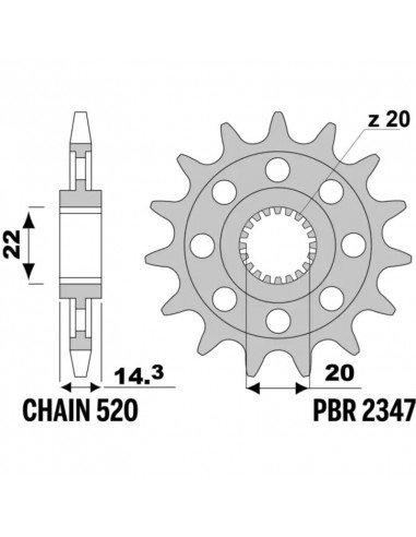 Pignon PBR acier standard 2347 - 520