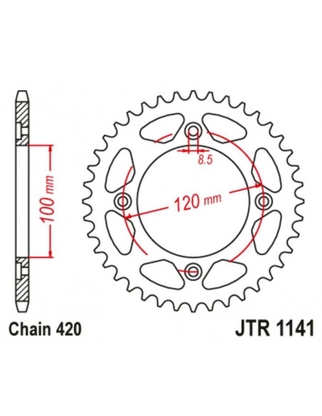 Kit chaîne JT/JT 428HDR 11/62 standard - couronne standard