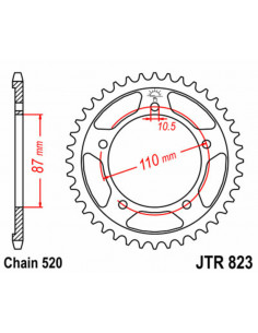Couronne JT SPROCKETS acier standard 823 - 520 2