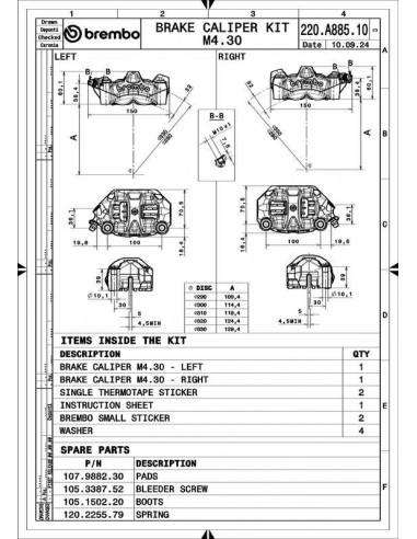 Paire d'étrier de frein avant radial BREMBO UPGRADE M50 4 pistons Ø30mm