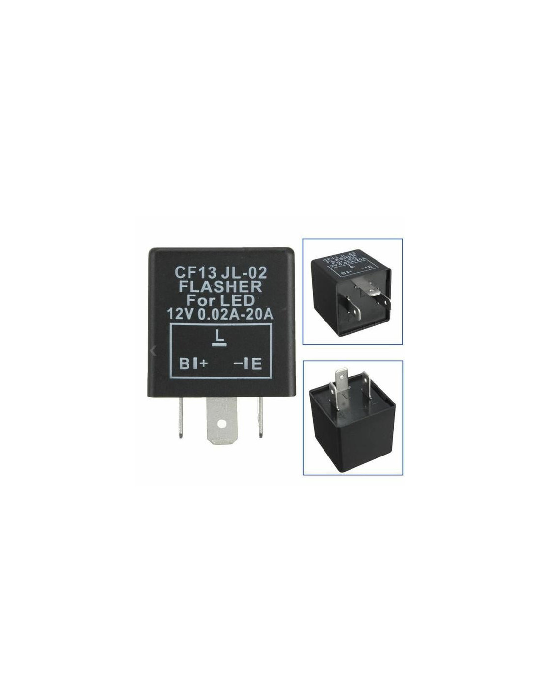 Mxzzand relais clignotant Relais de clignotant réglable à lumière LED 12V,  3 broches, fixe pour indicateur de clignotant auto