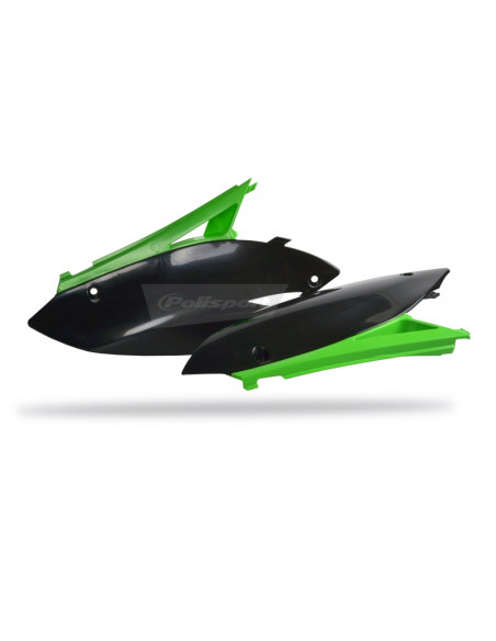Plaques latérales POLISPORT vert/noir Kawasaki KX250F/KX450F