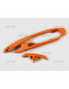 Kit patin de bras oscillant + patin de chaîne inférieur UFO orange  KTM