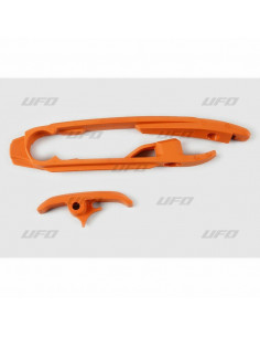 Kit patin de bras oscillant + patin de chaîne inférieur UFO orange KTM