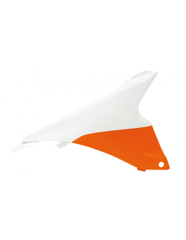 Cache boite à air gauche RACETECH orange/blanc KTM SX85