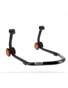 Béquille arrière BIHR Home Track supports en "V" noir mat roues orange