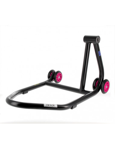 Béquille monobras droite BIHR Home Track noir mat roues rose