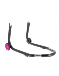 Béquille arrière BIHR Home Track fixe supports en "V" noir mat roues rose