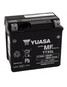 Batterie YUASA W/C sans entretien activée usine - YTX5L FA