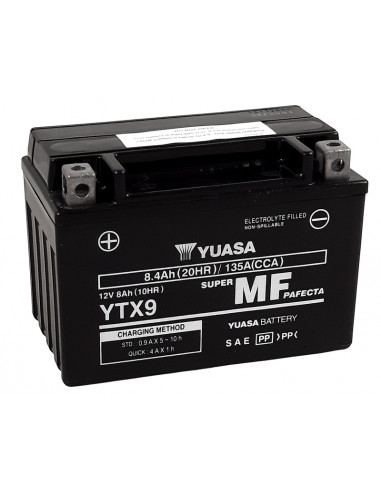 Batterie YUASA W/C sans entretien activée usine - YTX9 FA