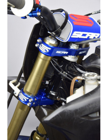 Te de fourche SCAR offset 25mm bleu Yamaha YZ65/85
