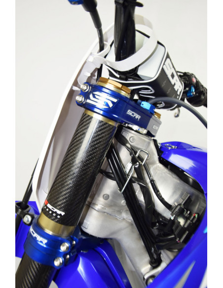 Té de fourche SCAR offset 22mm bleu Yamaha YZ250F/450F