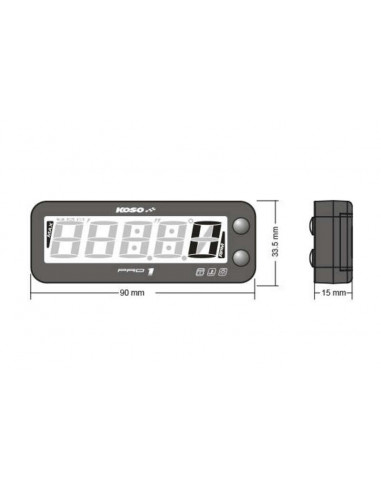 Compte-tours KOSO Pro-1 LCD multifonctions noir