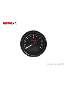 Tachymètre et compteur de vitesse KOSO Face noire max 10000 RPM // max 360km/h (avec shiftlight)
