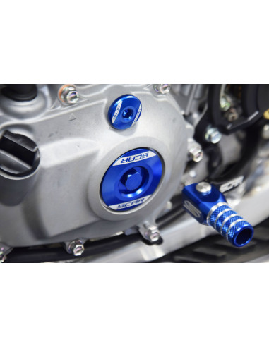 Bouchons carter moteur latéraux SCAR bleu Yamaha