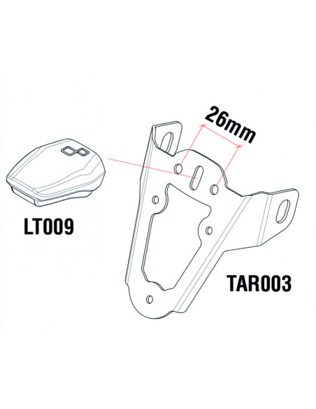 Eclairage de plaque LED LIGHTECH Python couvercle blanc entraxe 26mm