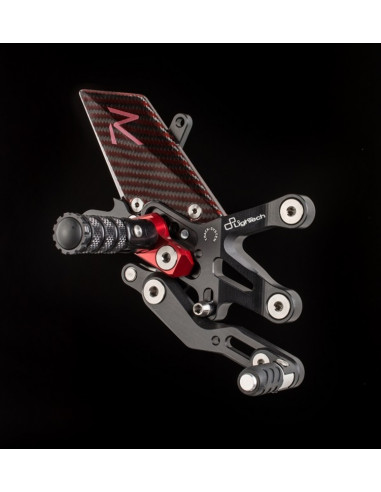 Commandes reculées réglables/repliables LIGHTECH Racing sélection standard noir/rouge Aprilia RSV4/Tuono V4