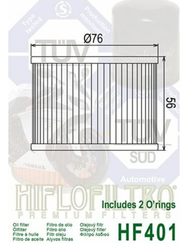 Filtre à huile HIFLOFILTRO - HF401