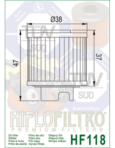 Filtre à huile HIFLOFILTRO - HF118 Honda